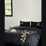 Golden Butterfly Embroidered Bedding Set - The Linen House