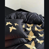 Golden Butterfly Embroidered Bedding Set - The Linen House