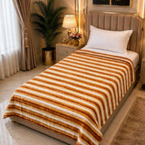 Golden Cream Stripe Single Fleece Blanket - The Linen House