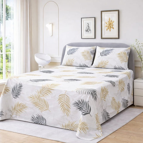 Golden Leaves, Serene Sleep Bedsheet (3pcs) - The Linen House