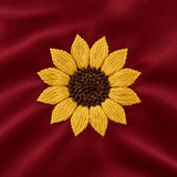 Golden Sunflower Maroon Embroidered Bedding Set