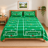 Green Football Pitch Printed Bed Sheet - The Linen House