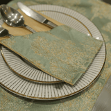 Green & Gold Jacquard Table Mat Set - The Linen House