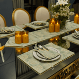Green & Gold Jacquard Table Mat Set - The Linen House