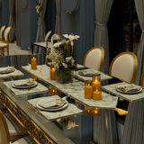 Green & Gold Jacquard Table Mat Set - The Linen House