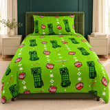 Green Pixel Creeper Kids Bedsheet - The Linen House