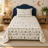 Green Safari Silhouette Kids Bedsheet - The Linen House