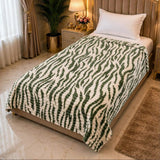 Green & White Zebra Single Fleece Blanket - The Linen House