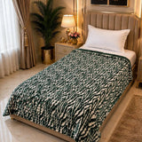 Green White Zebra Single Fleece Blanket - The Linen House