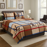 Grey & Blue Check Bedsheet Set | Durable & Soft | Double Bed - The Linen House