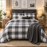 Grey Buffalo Check Printed Bed Sheet - The Linen House