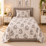 Grey Bunny Print Kids Bedsheet - The Linen House