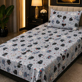 Grey Cat Theme Kids Bedsheet - The Linen House