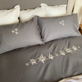 Grey Embroidered Bedding Set - The Linen House