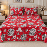 Grey Flower Printed Bedsheet - The Linen House
