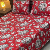 Grey Flower Printed Bedsheet - The Linen House
