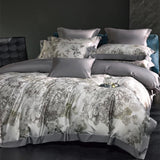 Grey Flowers Digital Printing Bedding Duvet Set - The Linen House