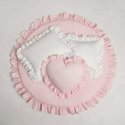 Grey Frill Baby Mat & Pillows - The Linen House