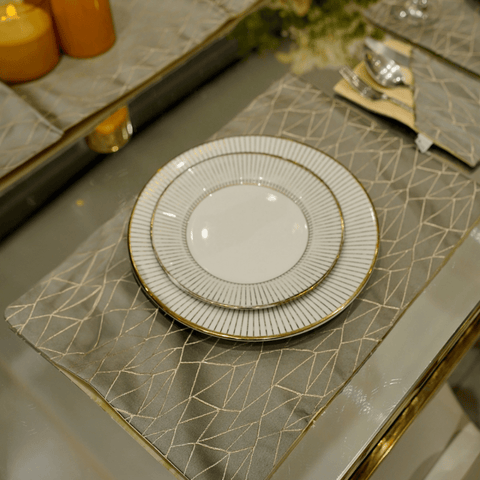 Grey Geometric Table Placemat Set - The Linen House