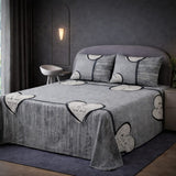 Grey Heart Printed Bed Sheet - The Linen House
