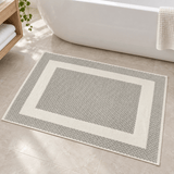 Grey & Ivory Border Bath Mat - The Linen House
