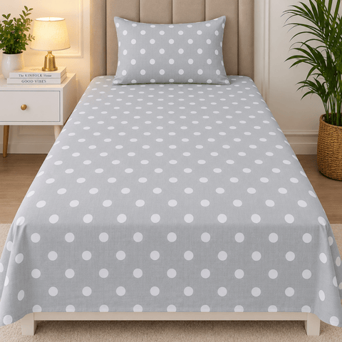 Grey Polka Dot Kids Bedsheet - The Linen House