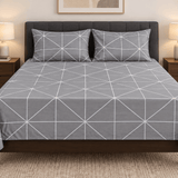 Grey White Triangle Geometric Printed Bed Sheet - The Linen House