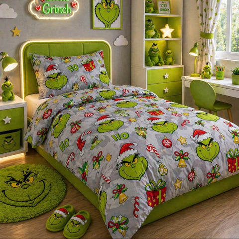 Grinch Cartoon Kids Bed - sheet - The Linen House