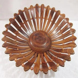 Handmade carved wooden fruit basket - The Linen House