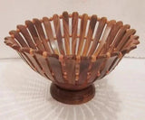 Handmade carved wooden fruit basket - The Linen House