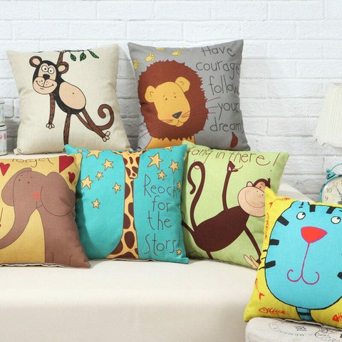 Happy Jungle Friends Cushion Covers (Pack of 6) - The Linen House