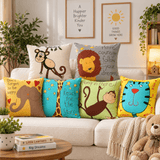 Happy Jungle Friends Cushion Covers (Pack of 6) - The Linen House