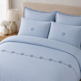 Heart Embroidered Cotton Duvet Set
