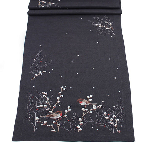 Sparrow Embroidered Table Runner - The Linen House