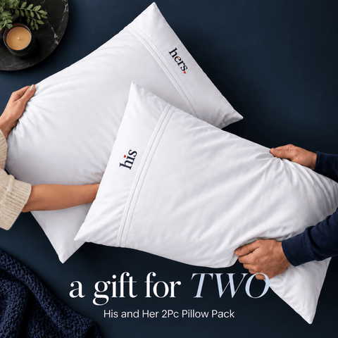His & Her Embroidered Pillow Covers - The Linen House
