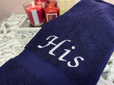 His & Hers Embroidered Cotton Bath Towels - The Linen House