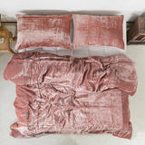 Plain Velvet Duvet Set Pink