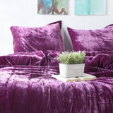 Plain Velvet Duvet Set Purple - The Linen House