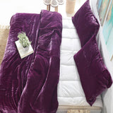 Plain Velvet Duvet Set Purple - The Linen House