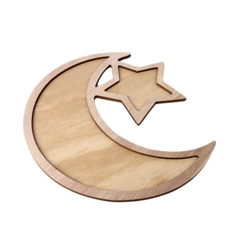 Crescent and Star Serving Platter Tray made from Wood - The Linen House