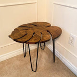 Monstera leaf side table