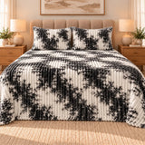 Charcoal White Tie-Dye Fleece Bedsheet Set