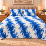 Royal Blue Cream Tie-Dye Fleece Bedsheet Set
