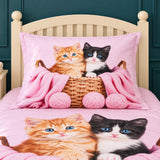 Cute Kittens in Basket Kids Bedsheet