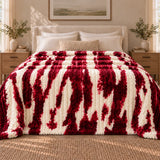 Burgundy Cream Abstract Blanket