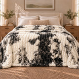 Charcoal Cream Cow Print Blanket