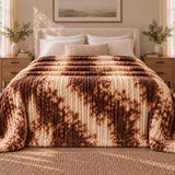 Brown Cream Marble Ribbed Blanket