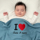I♡Mama Baba Baby Waffle Blanke - The Linen House