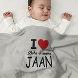 I♡Mama Baba Baby Waffle Blanke - The Linen House