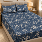 Indigo Petals Ditsy Floral Fitted Sheet - The Linen House